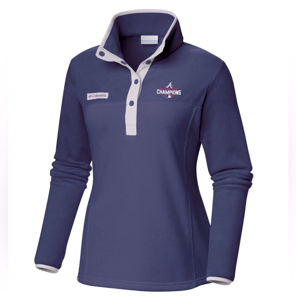 Columbia Atlanta Braves World Series 2021 Champions Half Snap Navy Pullover